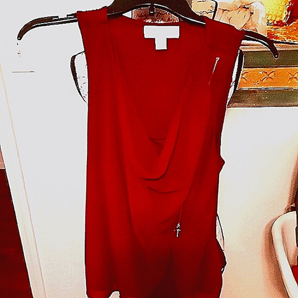 Michael Kors BURGANDY Sleeveless BLOUSE